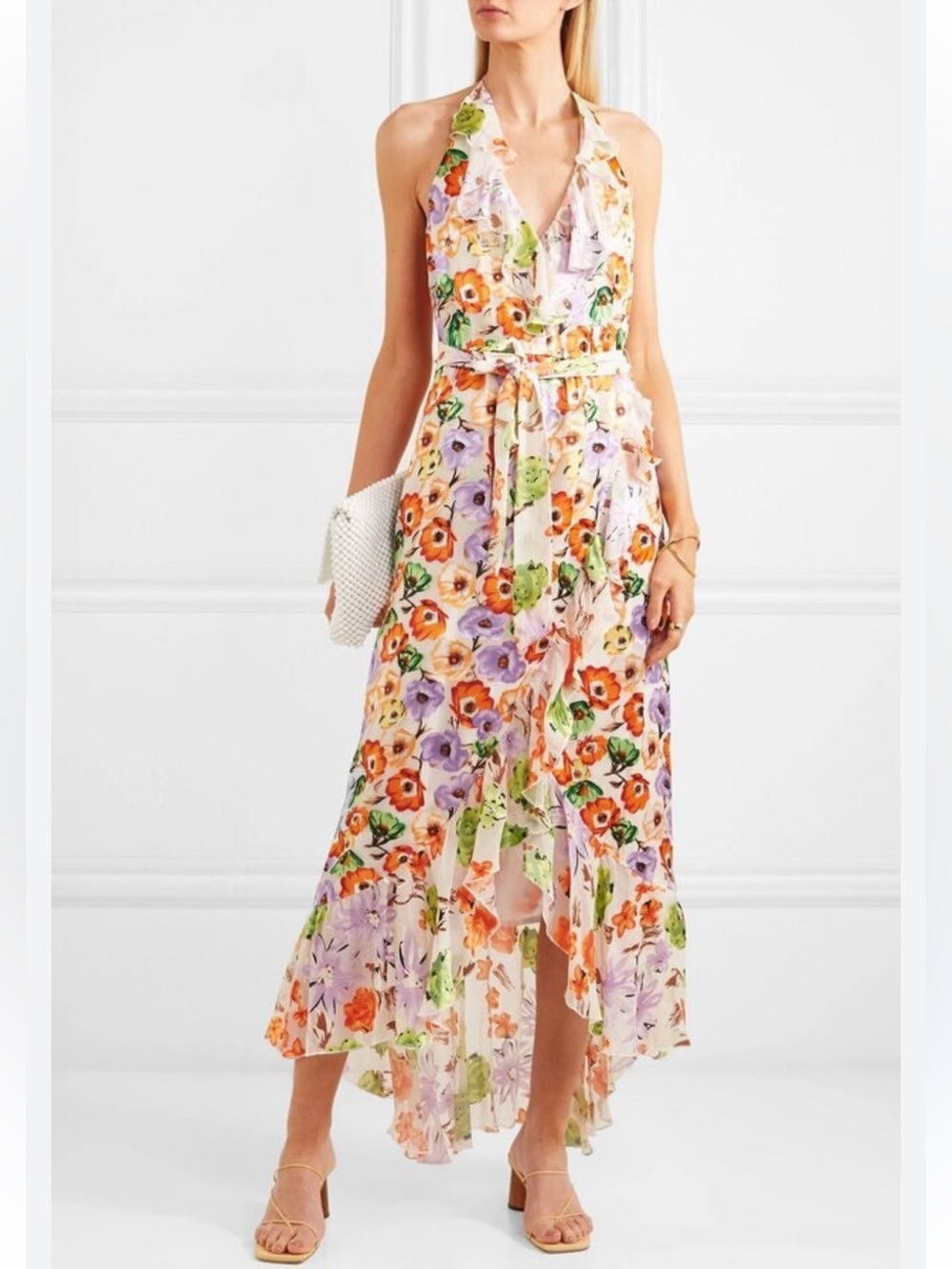 Alice & Olivia Evelin Asymmetrical Floral Maxi Dress NWT